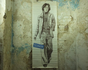John Lennon Poster, 1982 March for Peace in Paris, by Birga, Marche pour la Paix, Peace and Love, Beatles, musical wall art