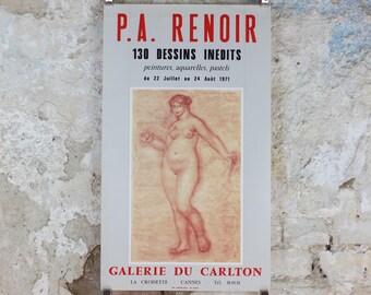 1971 Pierre Renoir Poster, Venus Victrix 1915, Galerie du Carlton, impressionists, artist gallery exhibition wall art decor