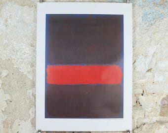1998 Mark Rothko Poster, Maroon on Blue 1957-1960, abstract expressionism, wall art decor