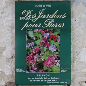 1984 Gardens of Paris Poster, Primula Mairie de Paris Flower Show, Trianon Paris, Garden botanical flora plants blooms, wall art decor