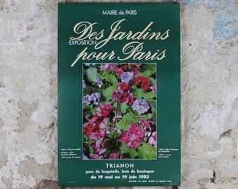 1984 Gardens of Paris Poster, Primula Mairie de Paris Flower Show, Trianon Paris, Garden botanical flora plants blooms, wall art decor