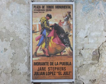 2024 Original Spanish Bull Fighting Poster, Plaza de Toros Monumental, Barcelona, Picador, Matador and bull, sport, mancave wall art decor