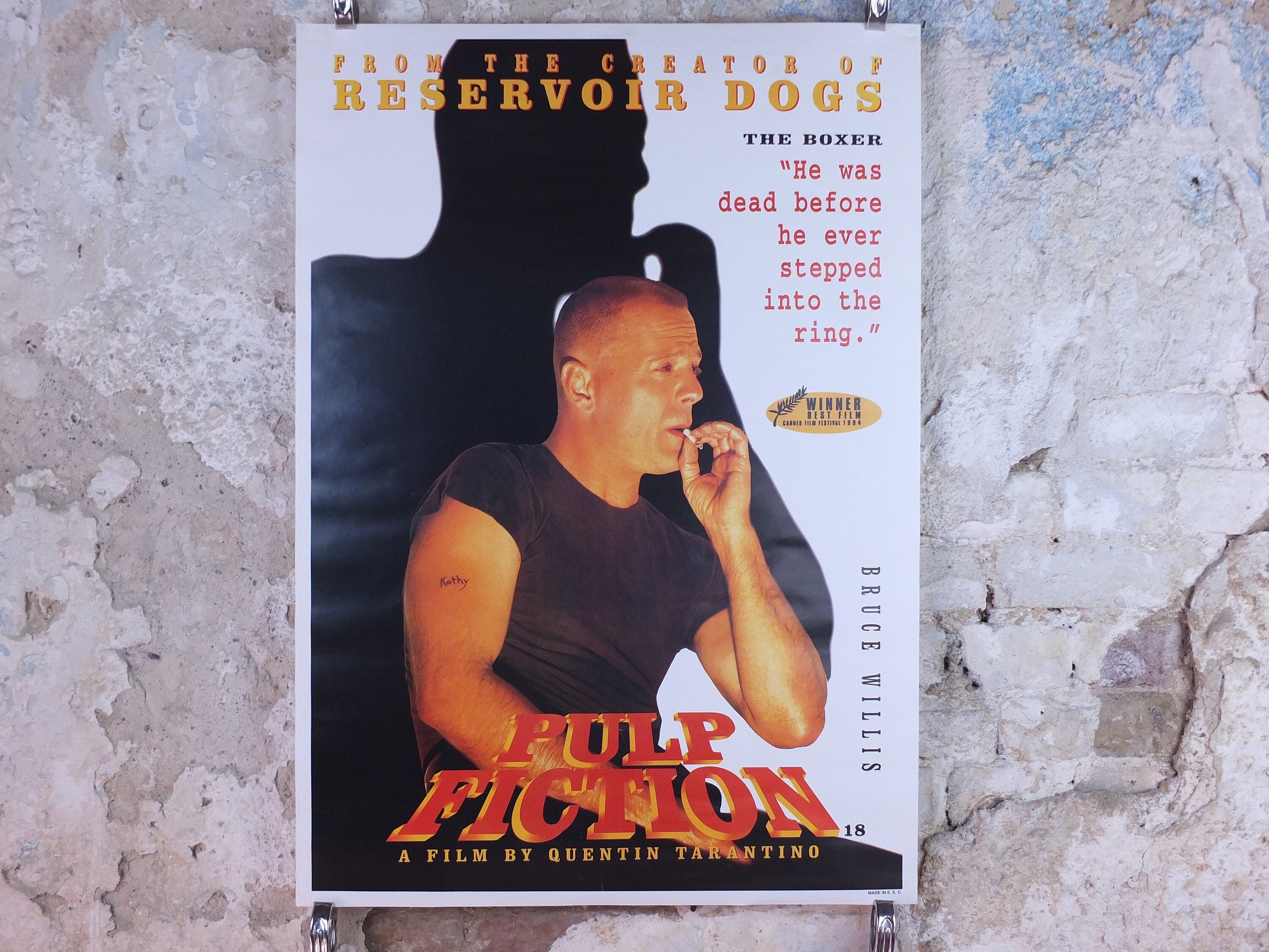 1994 Pulp Fiction Movie Poster, Bruce Willis as Butch Coolidge the