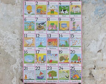 1993 Nursery Numbers Poster, Counting by Merida Woodford, The Medici Society, wall art decor