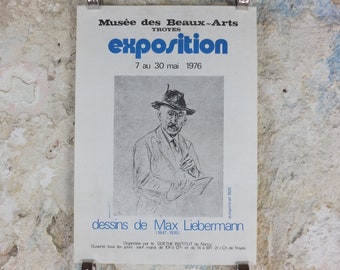 1976 Max Liebermann Poster, Self Portrait 1926, Berlin Secession expressionist, artist gallery exhibition, wall art decor