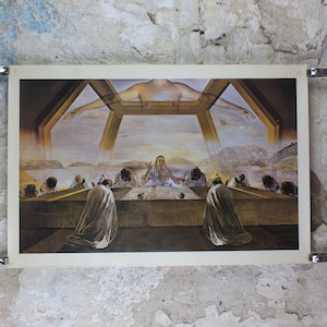 Cartel de Salvador Dalí de la década de 1970, El Sacramento de la Última Cena, arte religioso de Jesús, cubismo, dadaísmo, surrealismo, decoración de arte mural