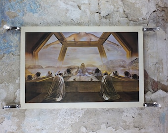 1970s Salvador Dali Poster, The Sacrament of the Last Supper, Jesus religious art, Cubism, Dada, Surrealism, wall art decor