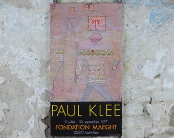 1977 Paul Klee Poster, The Man in the House, L'Homme dans la maison, Der Blaue Reiter, Bauhaus, Surrealism gallery exhibition wall art decor