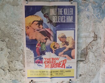 Original Vintage Movie Poster The Boy Cried Murder 1966 1960s wall art killer mystery crime thriller US one sheet cinema film memorabilia