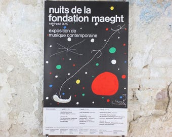 1967 Joan Miro Poster, Nuits de la Fondation Maeght, Paris , Surrealism, Fauvism, expressionism, gallery exhibition wall art decor