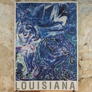 1973 Carl-Henning Pedersen Poster, Gods of the Sea, Havets Guder, Louisiana, COBRA movement, gallery exhibition, wall art decor