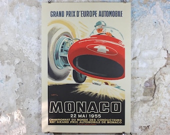 1955 Monaco Grand Prix Poster, by Jacques Ramel, re-edition from 1985 from Automobile Club de Monaco, motor sport motorsport, wall art decor