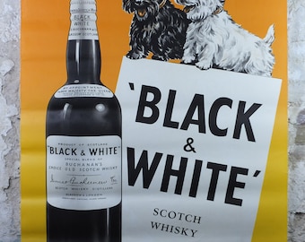 額装済/BLACK & WHITE SCOTCH/アート/ポスター/インテリア 1962 Black & White Whisky Poster, Scotch Whisky, Scottish Terrier