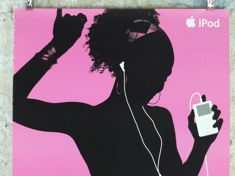 2003 Apple iPod Poster, original Dancing girl with headband by Susan Alinsangan and Casey Leveque, music player, retro wall art decor image 3