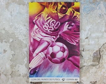 1982 World Cup Poster, Vigo 82 Espana, Copa del Mundo de futbol, Jacques Monory, football, soccer, original sport wall art decor