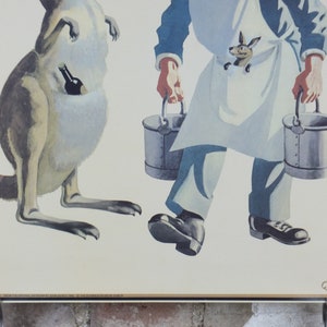1990s My Goodness My Guinness Poster, from Guinness Museum, By John Gilroy 1942, kangaroo, joey and zookeeper, Wall art retro decor image 4