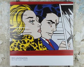 2011 Roy Lichtenstein Poster, "In the Car" 1963, A couple driving together, Gallery Exhibition wall art decor