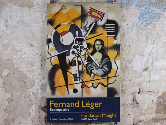 1988 Fernand Leger Poster, Mona Lisa With Keys, Retrospective