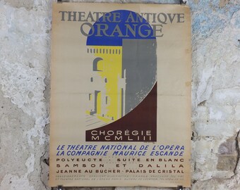 1953 Roman Theatre of Orange Poster, Theatre Antique Orange, by Yves Bonnat, Samson and Delilah, Vaucluse, France, music wall art decor