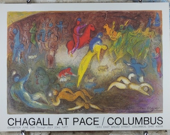 1977 Marc Chagall Poster, Abduction of Chloe, Pace Columbus Ohio, amazing condition, Cubism and Expressionism, gallery exhibition, wall art