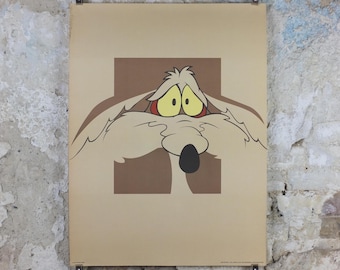 1994 Wile E. Coyote Poster, Roadrunner, Looney Tunes and Merrie Melodies by Warner Bros, cartoon and comic wall art decor