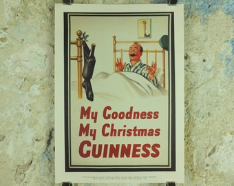 My Goodness My Guinness Poster, by John Gilroy 1937, My Goodness My Christmas Guinness, Advertising campaign Wall art retro 1990s