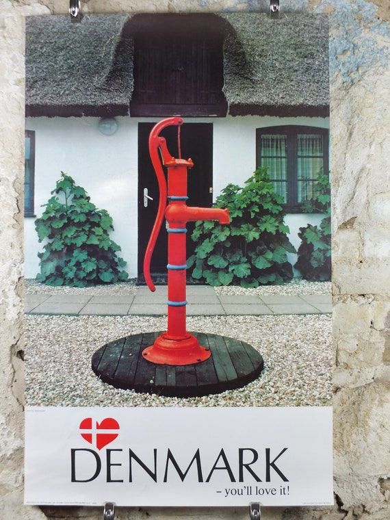 1970s Denmark Travel Poster, Denmark - You'll Love It, Old