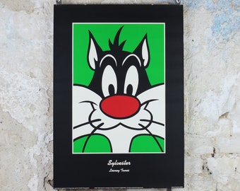 1993 Sylvester the Cat Poster, Looney Tunes and Merrie Melodies by Warner Bros, cartoon and comic wall art decor