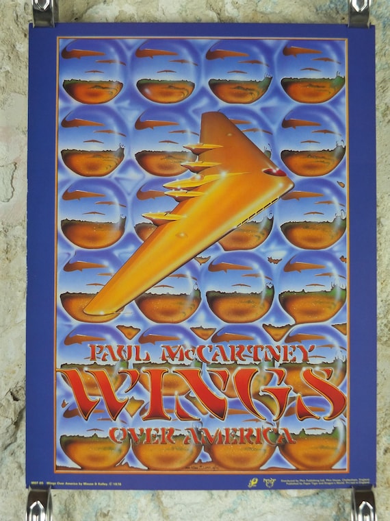 1976 Paul Mccartney Wings Poster, Wings Over America, Beatles, by