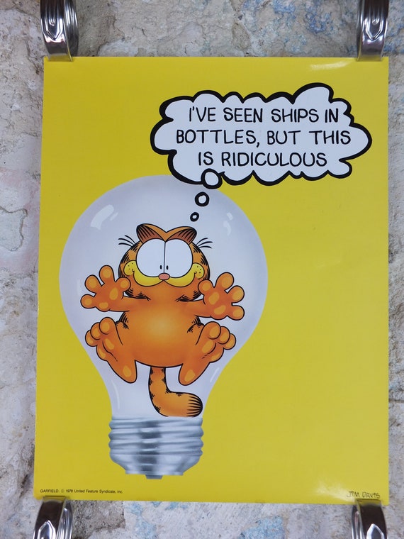 1978 Garfield Poster, Garfield in a Lightbulb, by Jim Davis