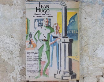1994 Jean Hugo Poster, Bar Interior 1915, Soldier with his Girl, paintings from the First World War WW1, French painter, wall art decor