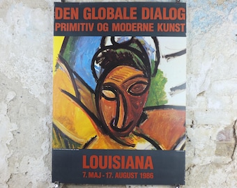 1986 Pablo Picasso Poster, The Woman from Avignon 1907, Louisiana Museum of Modern Art, Copenhagen, gallery exhibition, wall art decor
