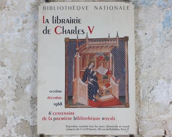 1968 King Charles V Poster, French Royal Library : 600 years anniversary, Bibliotheque Nationale Paris, wall art decor