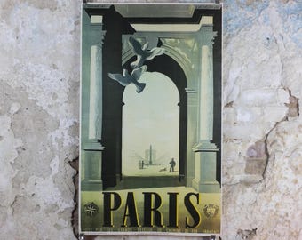 1976 Arc de Triomphe Paris Poster, Art Deco Travel art by A. M. Cassandre from 1935, SNCF, French Rail, Henri Mouron, wall art retro decor