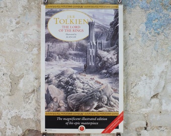 1992 Vintage Tolkien Centenary Lord of the Rings Poster, The Black Gate, Alan Lee, Harper Collins, illustration print wall art decor