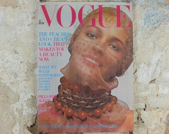 1970 Vogue Magazine Cover Poster, Maudie James, February 1970, British Vogue, Guy Bourdin, fashion Advertising wall art decor