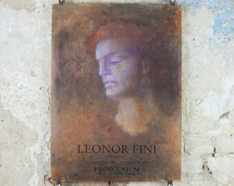 1986 Leonor Fini Poster, Visages, portrait, Galerie Proscenium, Paris, Surrealist, gallery exhibition, wall art decor