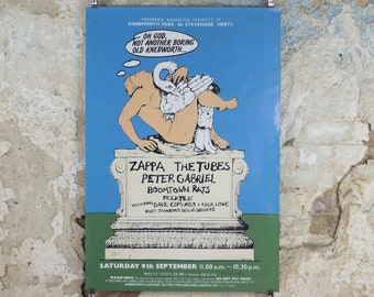 1978 Knebworth Park Concert Poster, Not another boring Knebworth, Signed by Freddy Bannister, 1999 reprint, Psychedelic rock music, wall art