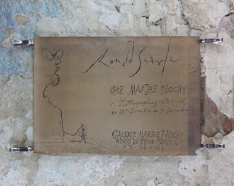 1976 Ronald Searle Poster, Self portrait, Lithographies 1973 - 1976, Cartoonist, Galerie Marthe Nochy, gallery exhibition, wall art decor