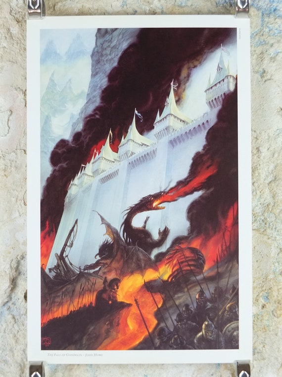 1993 Tolkien Silmarillion Poster, the Fall of Gondolin, by John