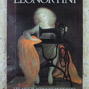 1978 Leonor Fini Poster, Sewing Machine, "La Machine a Coudre" Surrealist  gallery exhibition, wall art decor