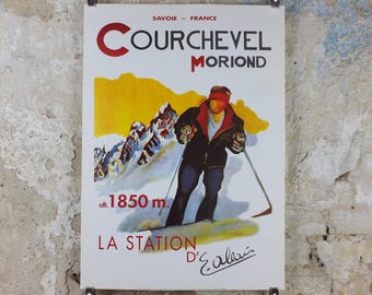 2001 Courchevel Moriond Poster, Skiing in Savoie France, by E Allain, travel advertising print wall art decor