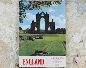 1970s Guisborough Priory Poster, Cleveland, Newcastle Upon Tyne, Northumbria Tourist Board, England, United Kingdom, travel wall art decor