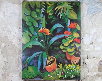 1990s August Macke Poster, Flowers in the Garden 1913, Blumen im Garten, Der Blaue Reiter, Expressionism gallery exhibition, wall art decor