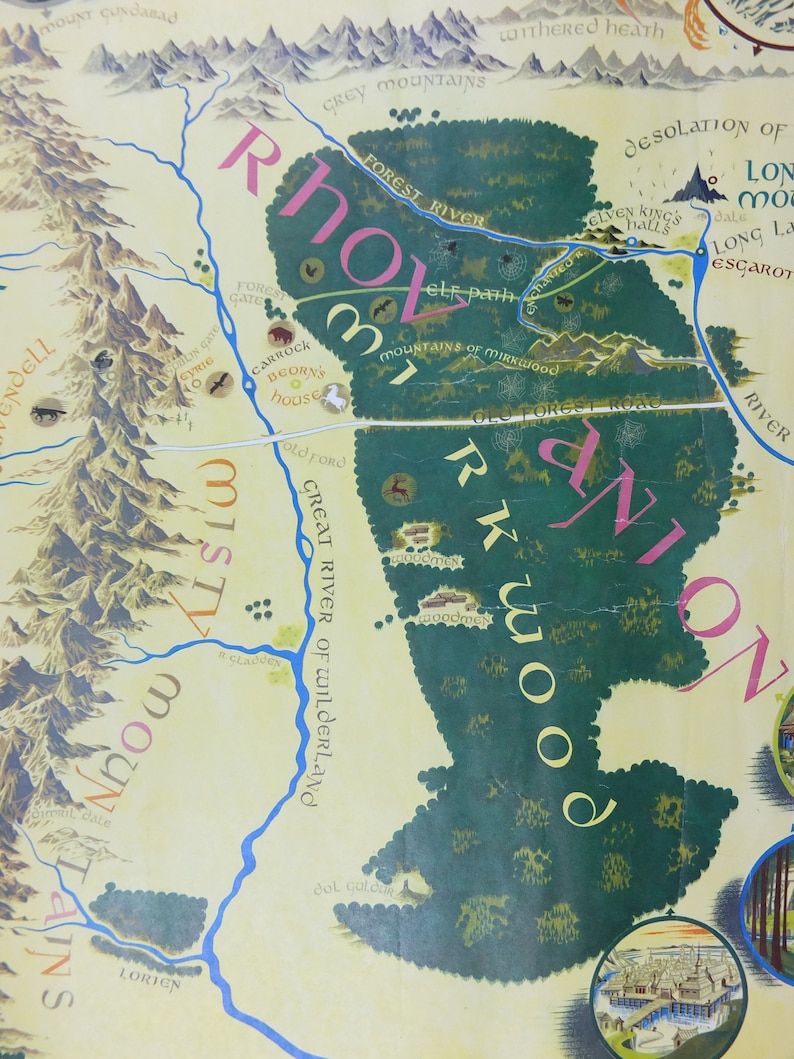 1977 Vintage Map of Middle Earth Poster J.R.R. Tolkien by - Etsy UK