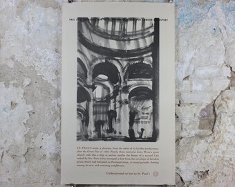 1965 St Pauls Cathedral Poster, London Underground, Gothic church, Great Fire, by Keith Critchlow, The Tube, travel history, wall art decor