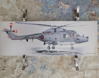 Original Vintage Poster Westland Lynx HAS.Mk 2/3 by Keith Fretwell military air force airplane aeroplane  wall art 1980s