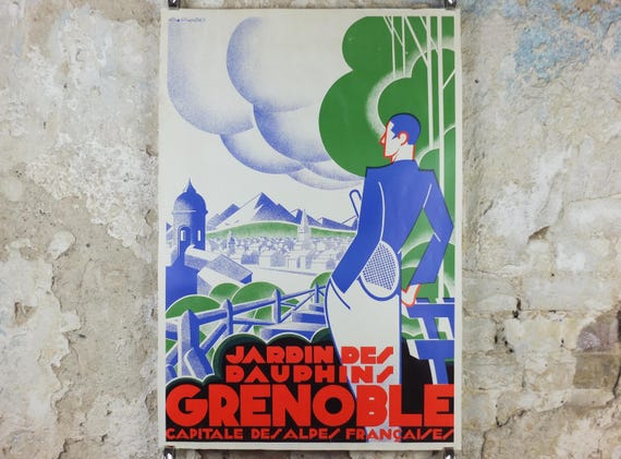 Grenoble Tennis Poster, Jardin Des Dauphins by Gaston Gorde