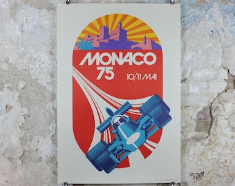 1975 Monaco Grand Prix Poster, by Michael Turner, 1991 re-edition from Automobile Club de Monaco, motor sport motorsport, wall art decor