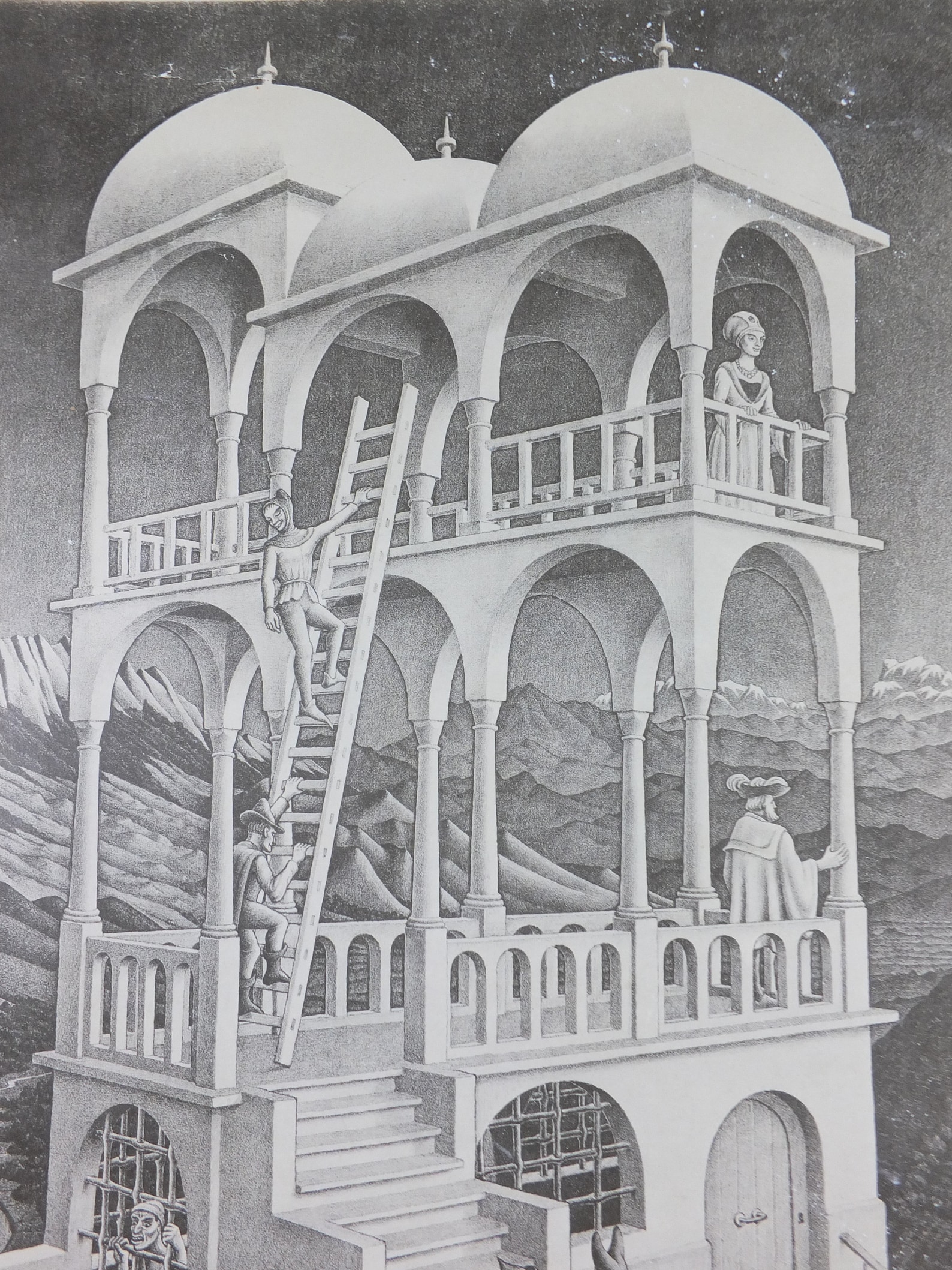 1958 Vintage M C Escher Poster Belvedere Surrealism Dutch Print From 1958-vintage-m-c-escher-poster-belvedere-surrealism-dutch-print-from